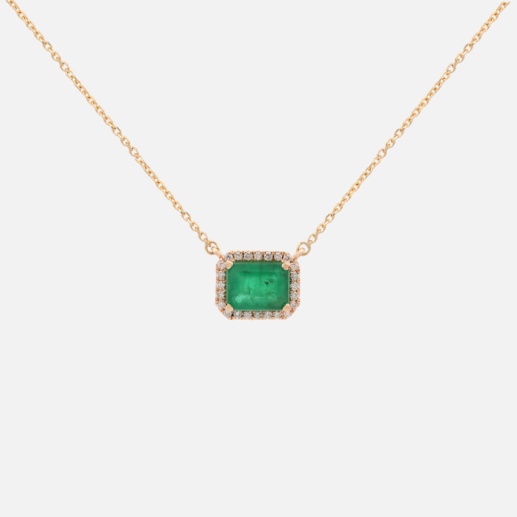 Cadena Royal Oro Amarillo 14K con Diamantes y  Esmeralda de Zambia.