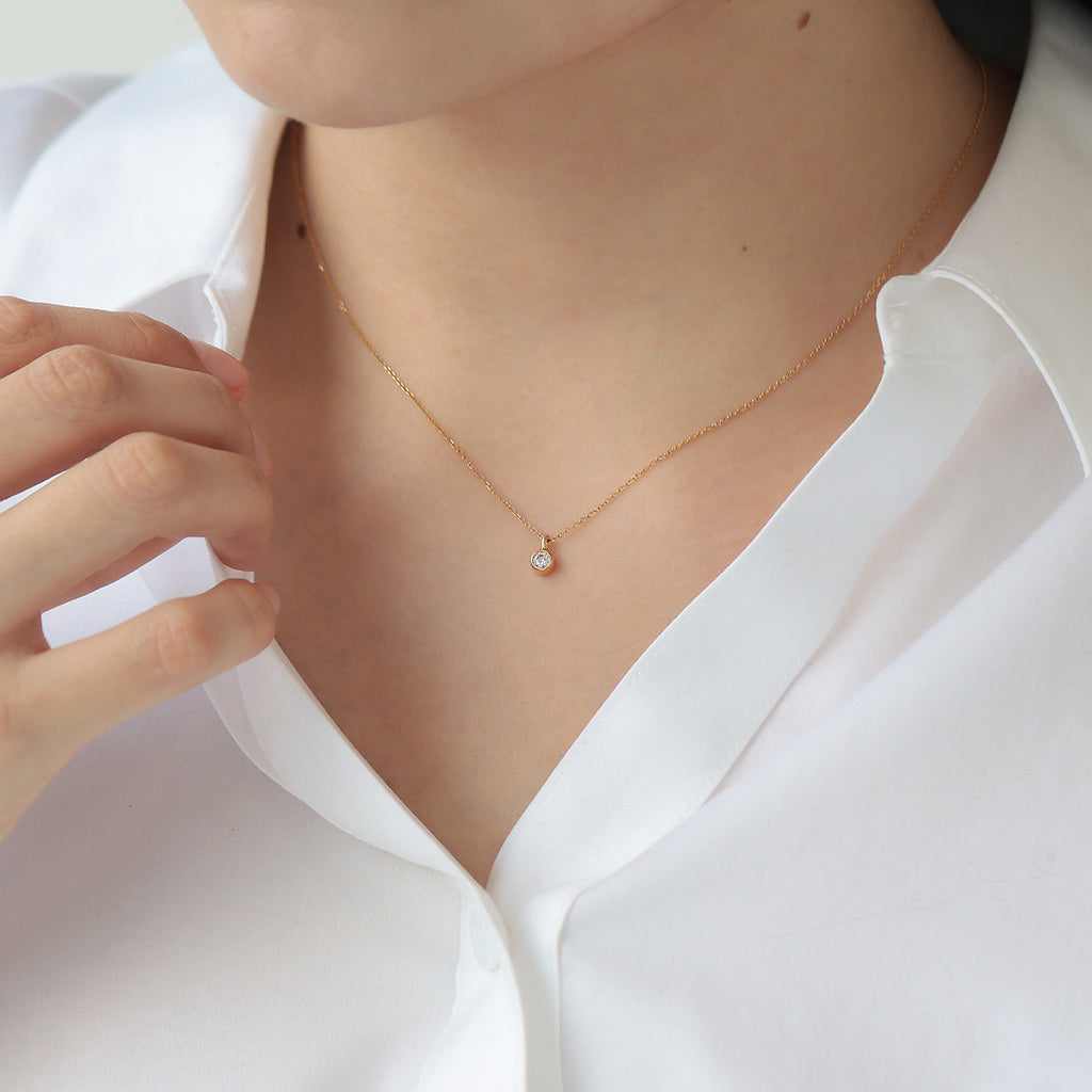 Cadena Apolo S Argolla Invertida Oro 14K con Diamantes.