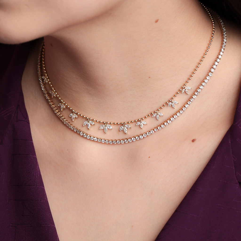 Cadena Blossom Oro Amarillo 18K con Diamantes.