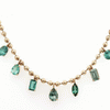 Cadena Lumina Cyan Oro Amarillo14K con Turmalina, Zafiros y Diamantes.