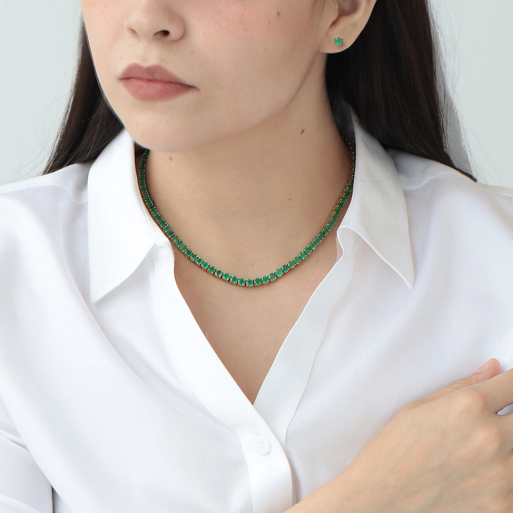Collar Riviera Oro Amarillo 18K con Esmeraldas.