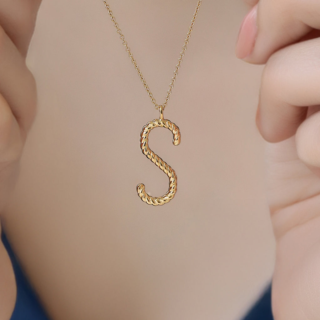 Cadena Inicial Twist Plata .925 con Chapa de Oro 14K.