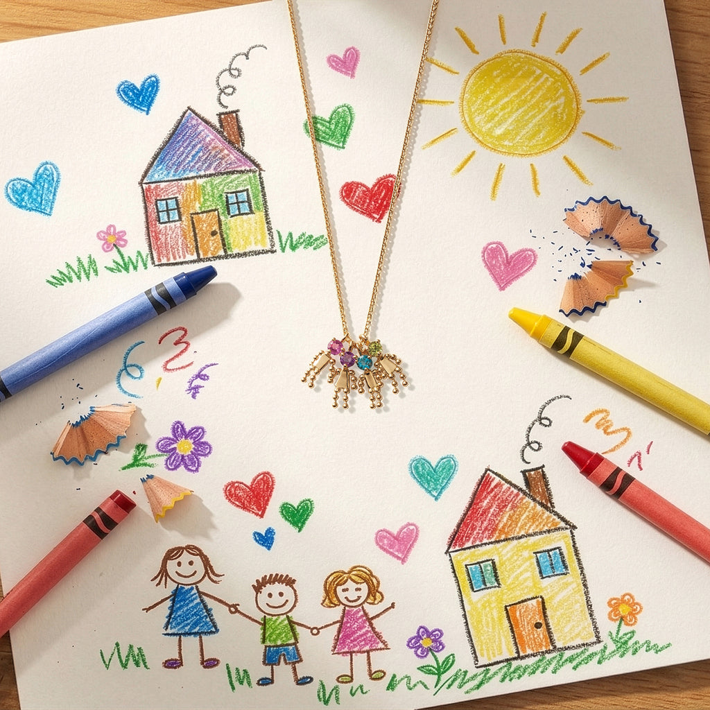 Cadena Kids Oro Amarillo 14K con Piedras Naturales.