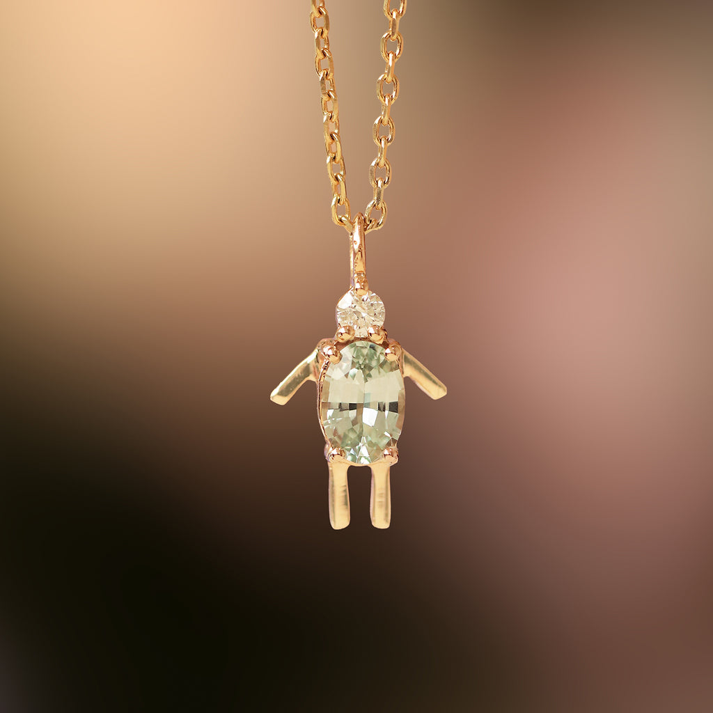 Cadena Minis Oro Amarillo 14K con Piedras Naturales.