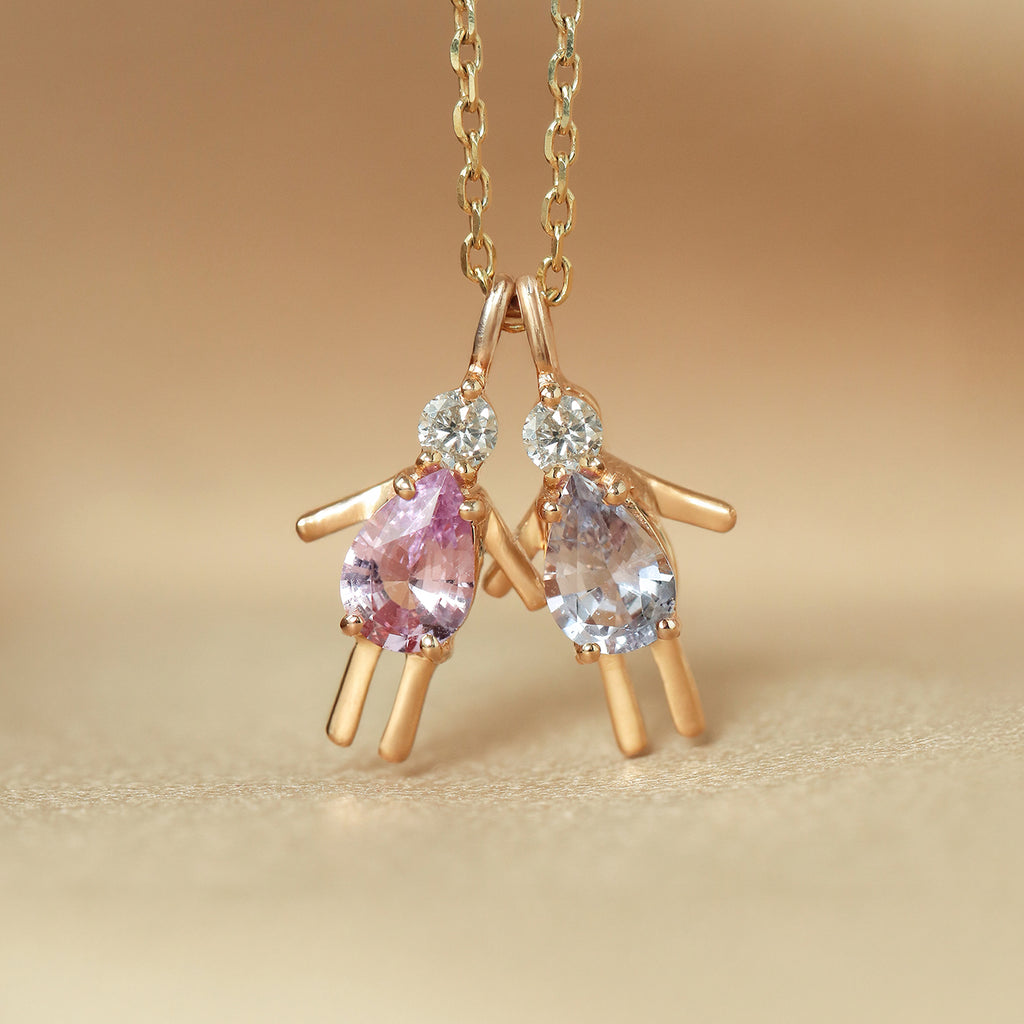 Cadena Minis Oro Amarillo 14K con Piedras Naturales.