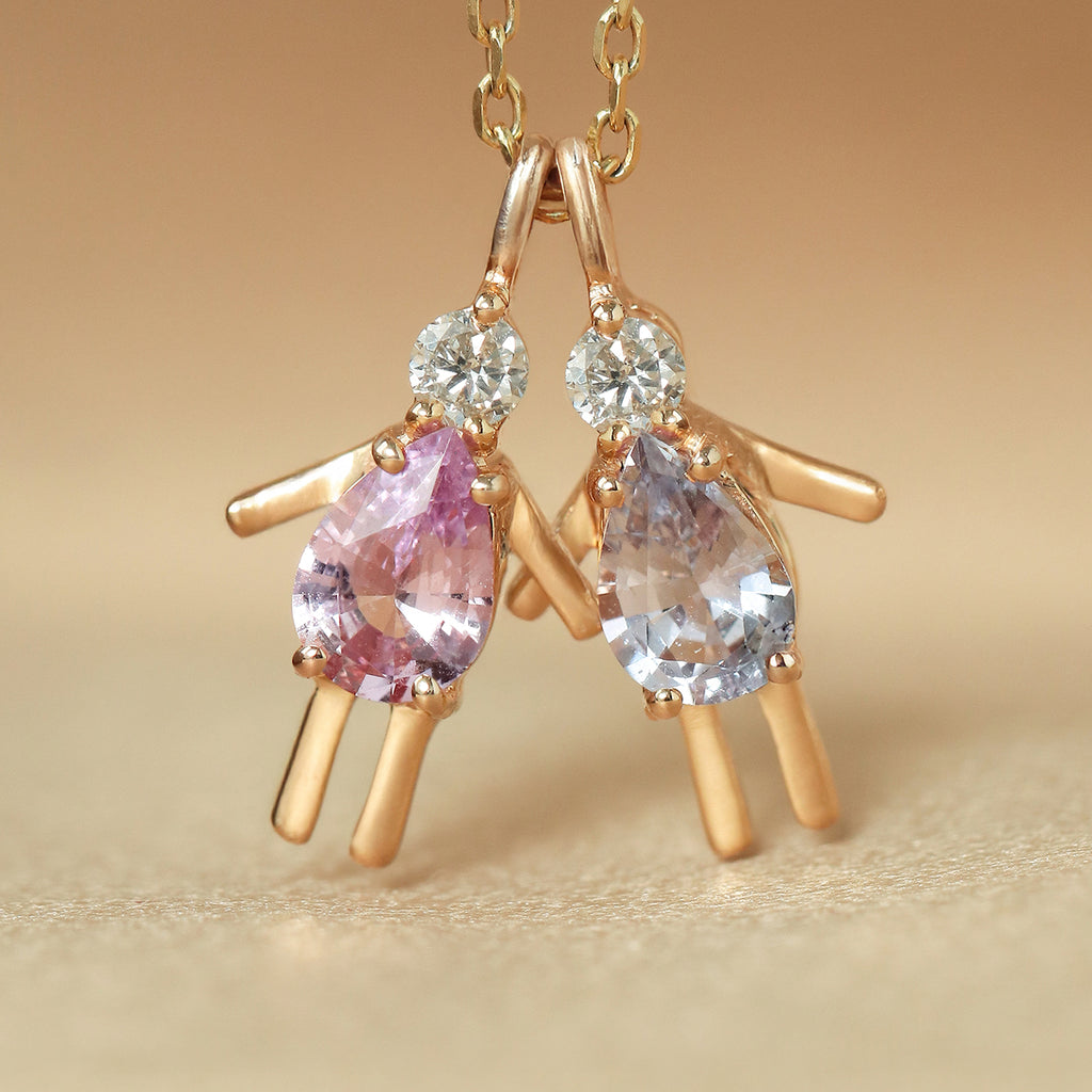 Cadena Minis Oro Amarillo 14K con Piedras Naturales.