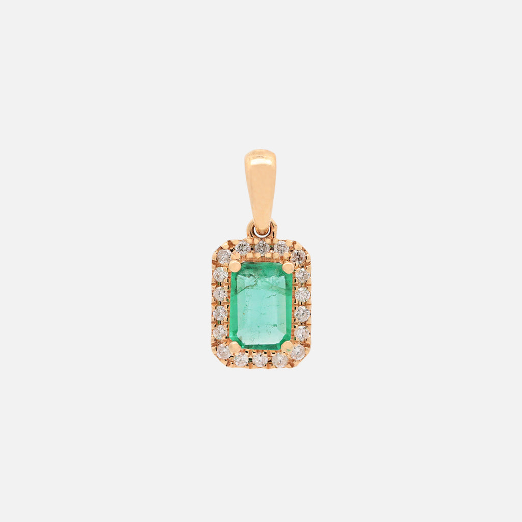 Dije Royal Oro 14K con Esmeralda y Diamantes.