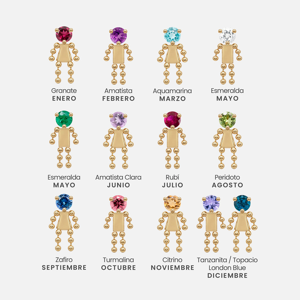 Cadena Kids Oro Amarillo 14K con Piedras Naturales.