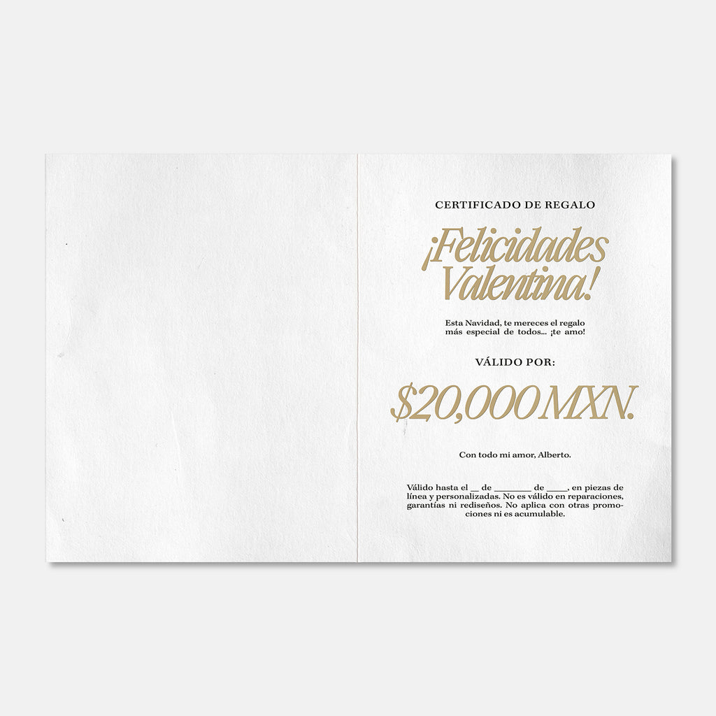 Certificado de Regalo Personalizado