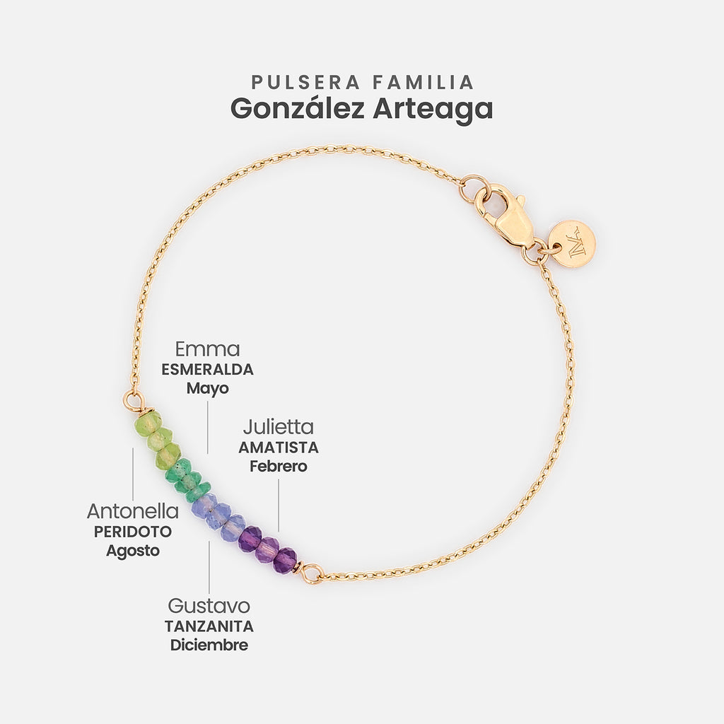 Pulsera Luma Oro 14K con Piedras Naturales.
