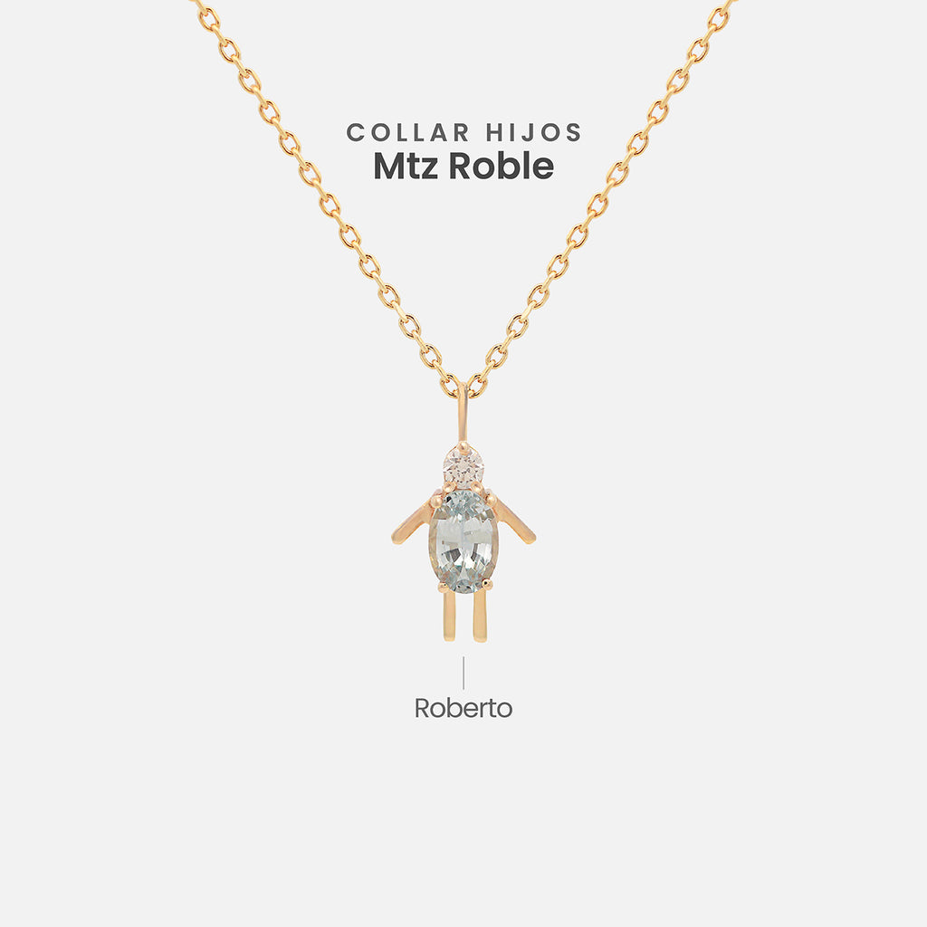 Cadena Minis Oro Amarillo 14K con Piedras Naturales.