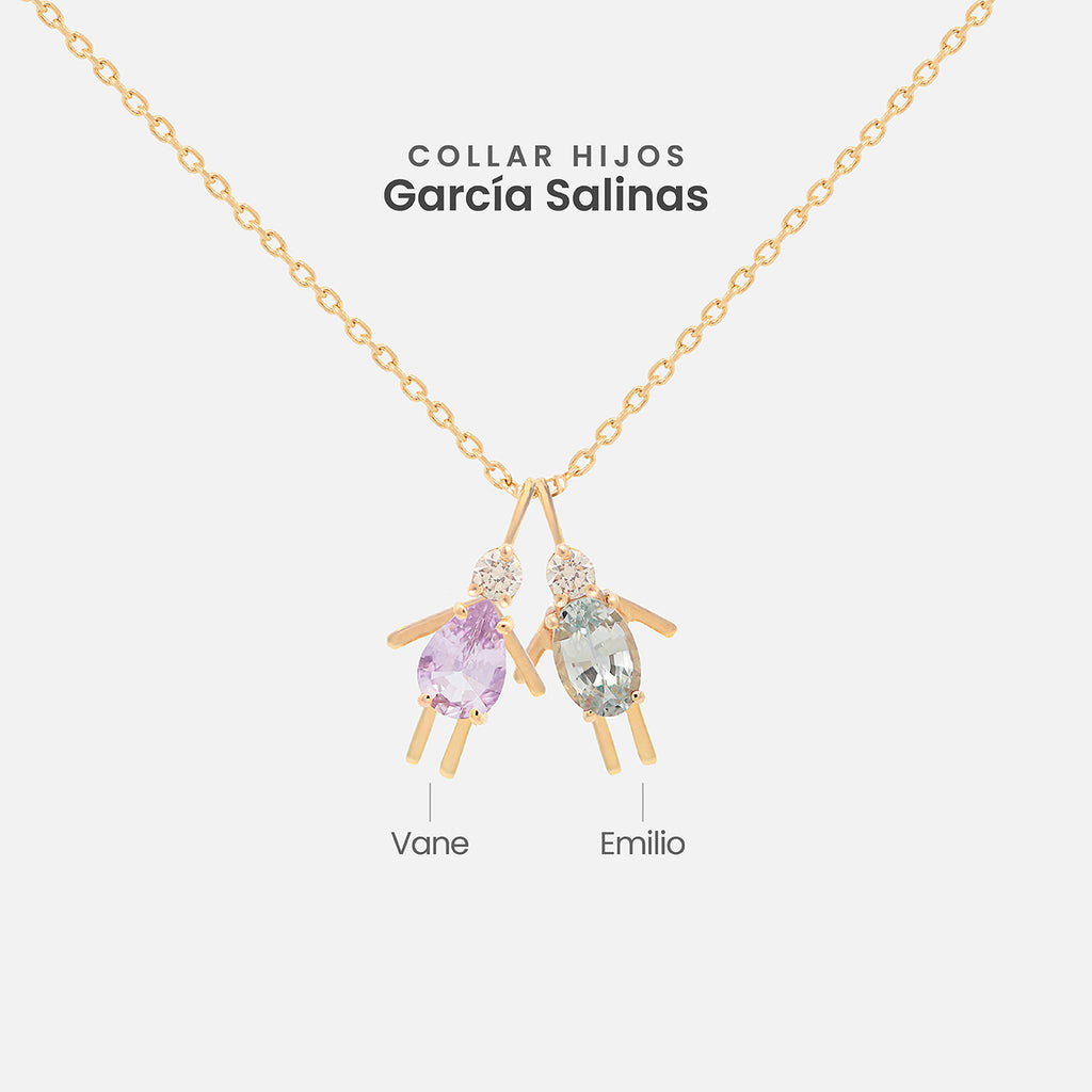 Cadena Minis Oro Amarillo 14K con Piedras Naturales.