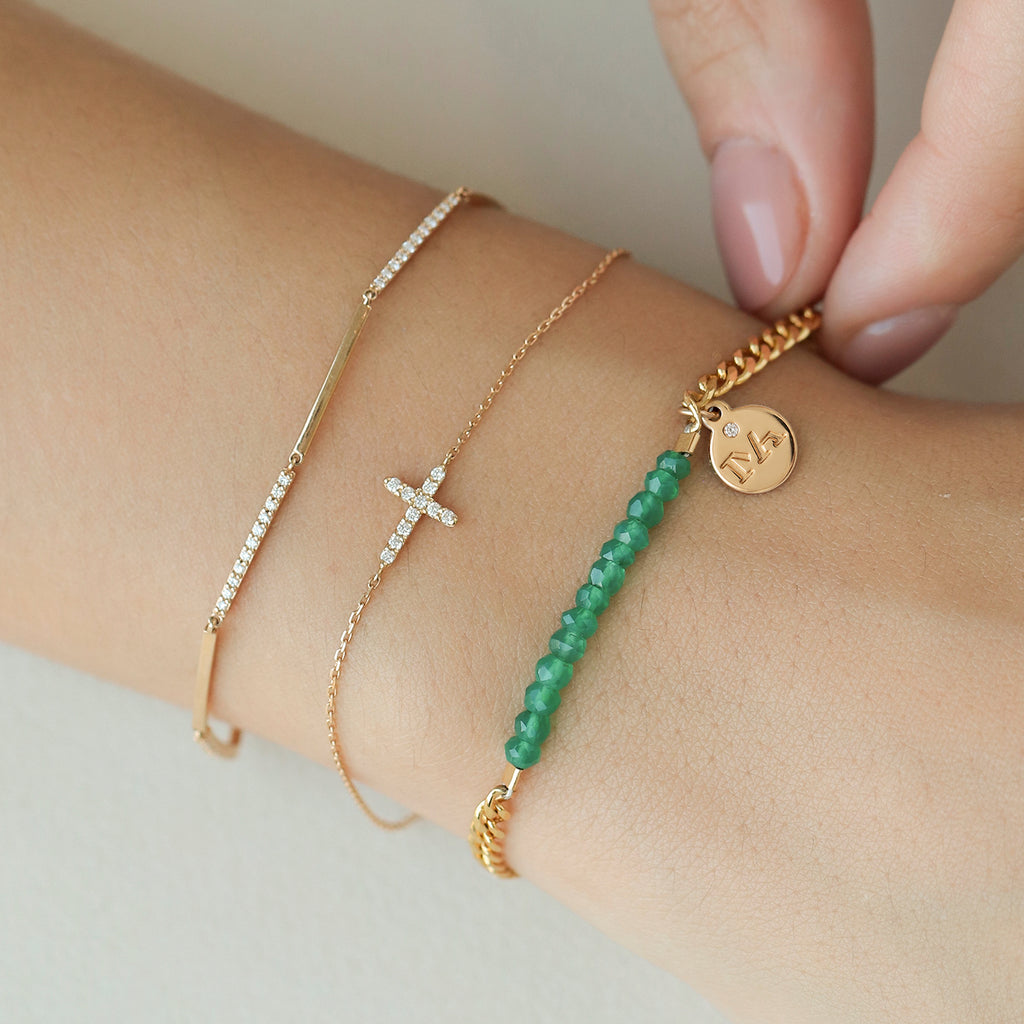 Pulsera Birthstone Plata .925 con Chapa de Oro 14K y Piedras Naturales.