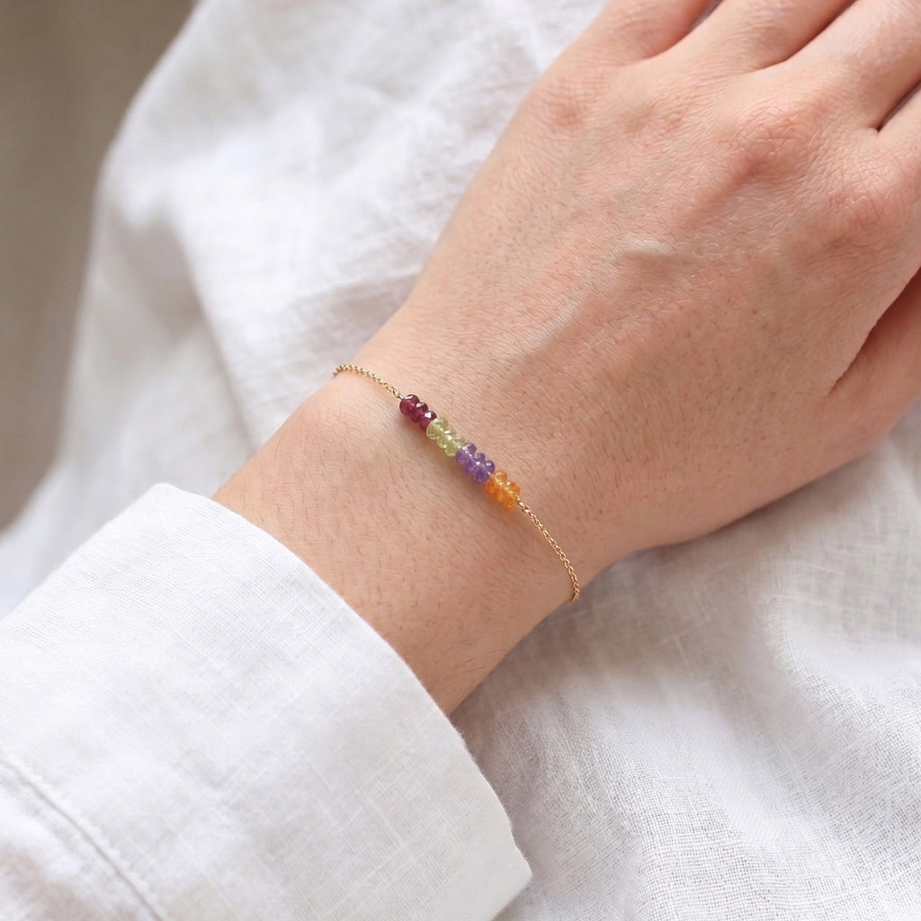Pulsera Luma Oro 14K con Piedras Naturales.