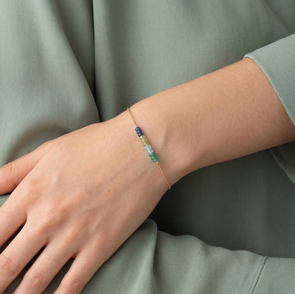Pulsera Luma Oro 14K con Piedras Naturales.