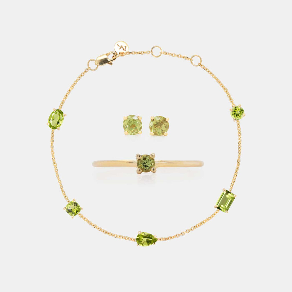 Set Birthstone Piedras Naturales Oro 14K Peridotos