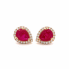 Aretes Luxe Oro Amarillo 14K con Rubíes y Diamantes.