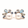 Aretes Pearl Light Blue Oro Amarillo 14K con Perlas, Zafiros y Aquamarinas.