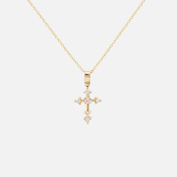 Cadena Radiant Cross Oro 14K con Diamantes.