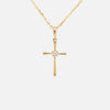 Cadena Minimal Cross Oro 14K con Diamantes.